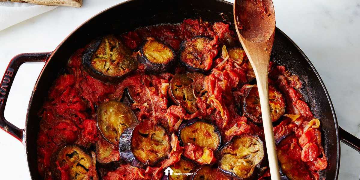 خوراک بادمجان و گوجه فرنگی