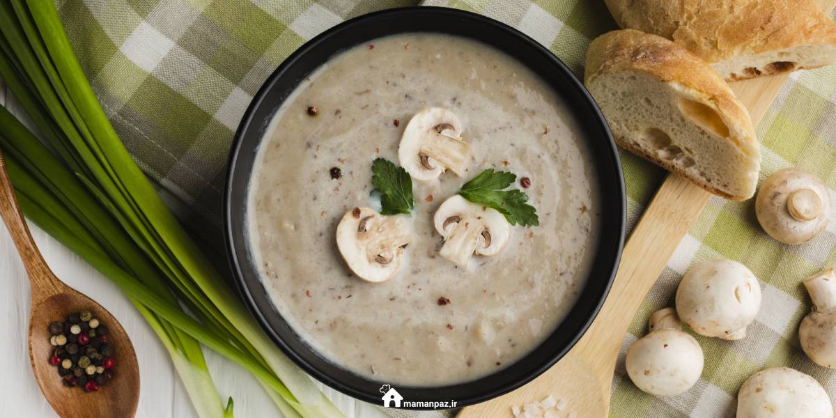 سوپ شیر و خامه با قارچ