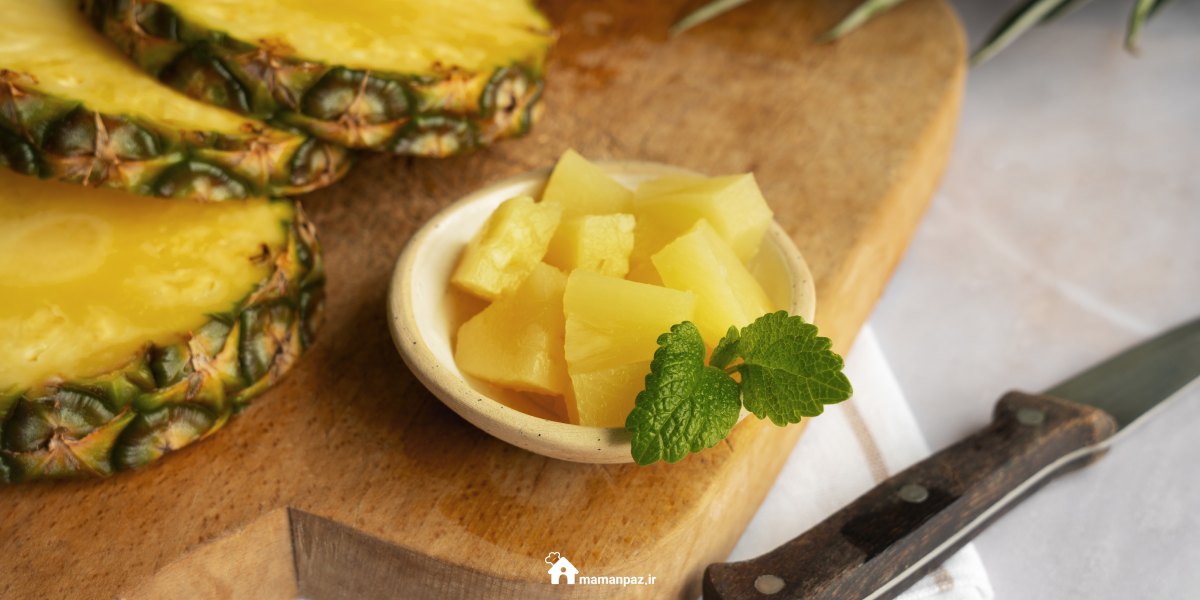 خرد کردن آناناس در غذا