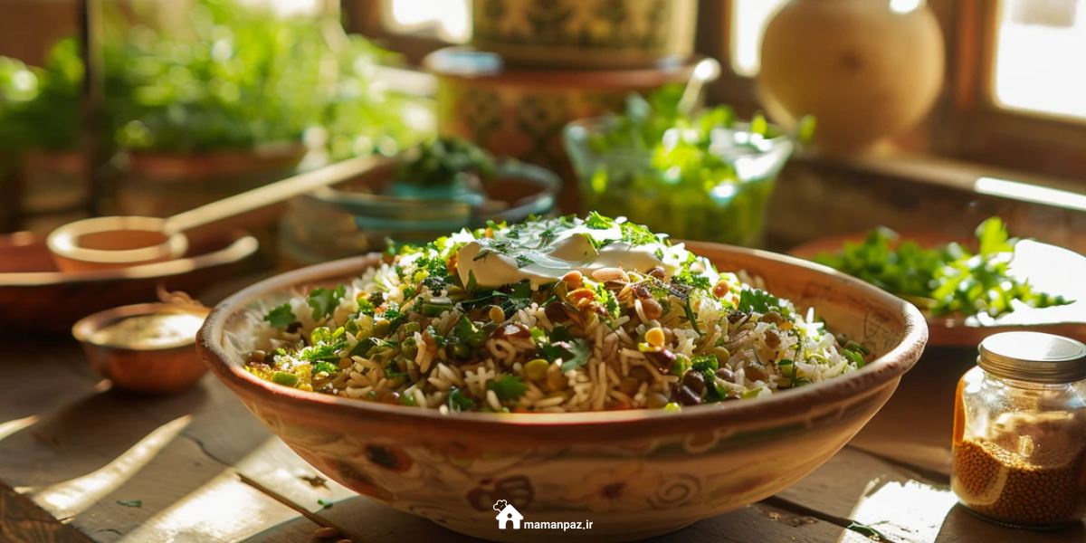 عدس پلو ساده بدون گوشت