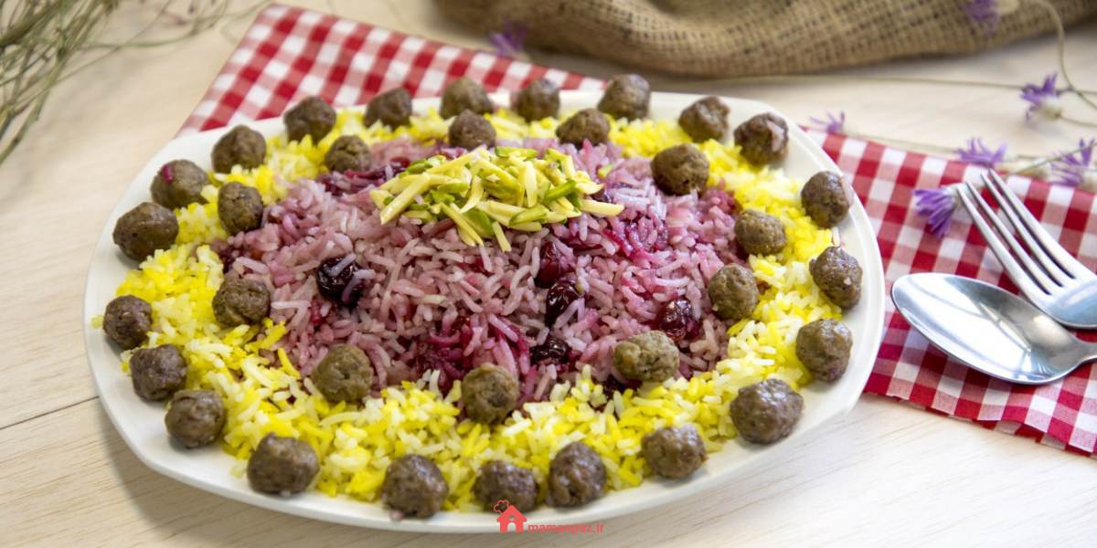 آلبالو پلو با کوفته قلقلی