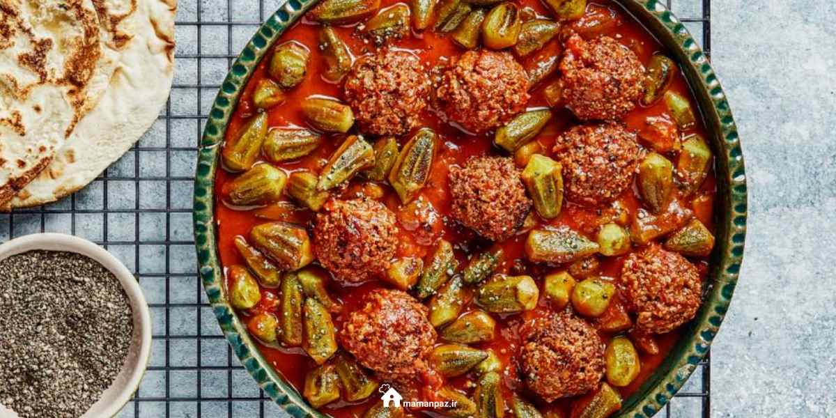 خورشت بامیه با گوشت چرخ کرده
