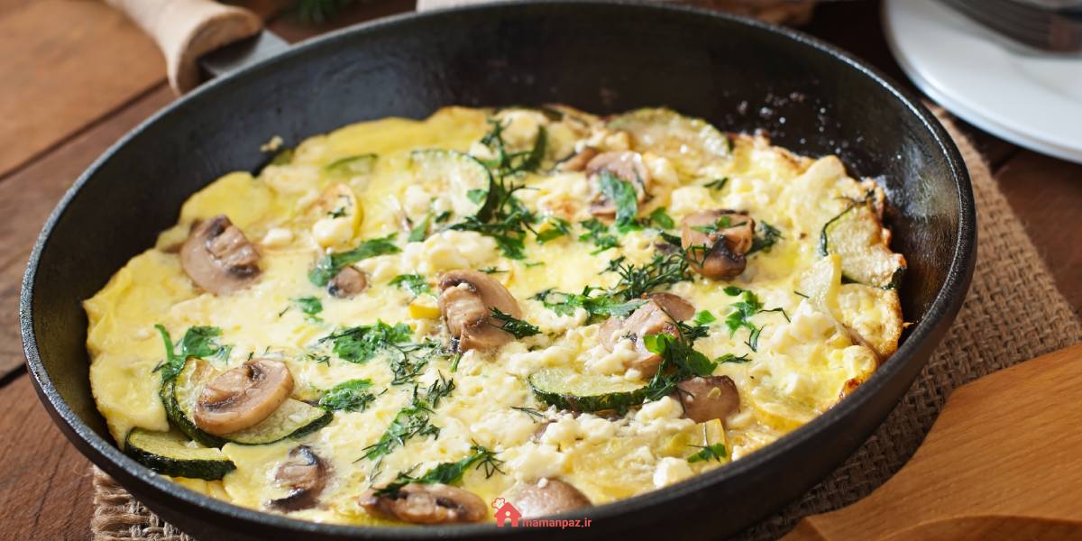 املت قارچ و اسفناج