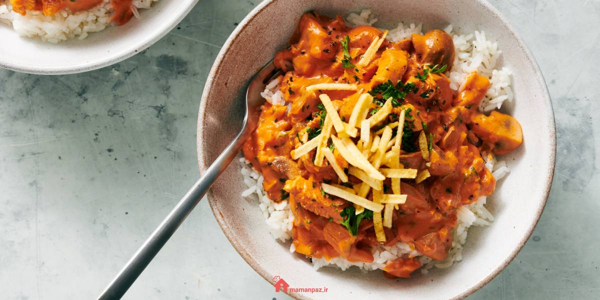 چیکن استراگانف با پنیر خامه‌ای