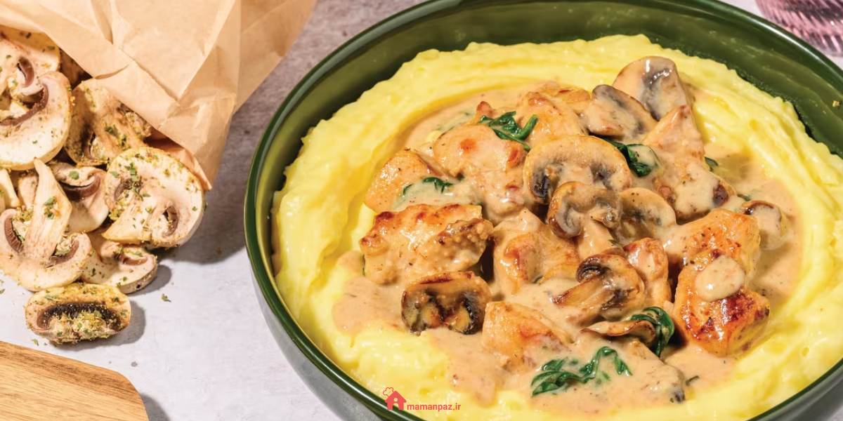 چيكن استراگانف خوشمزه با قارچ