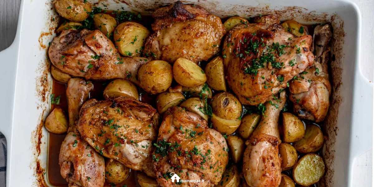 خوراک مرغ و سیب زمینی