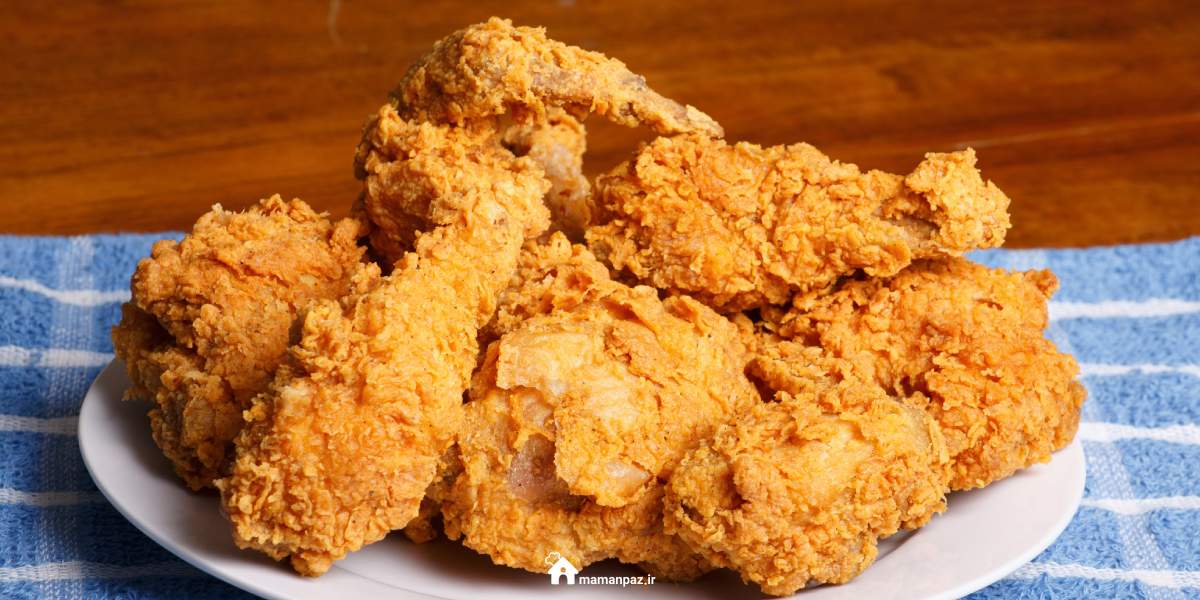 مرغ سوخاری با آرد سفید