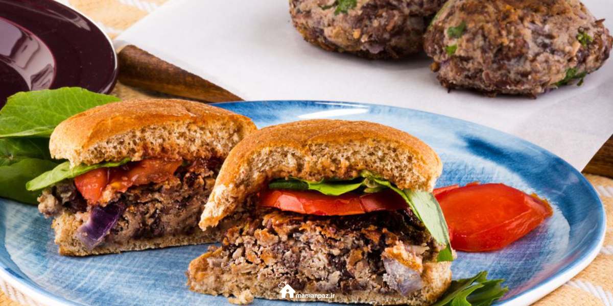 همبرگر خانگی با گوشت و سویا