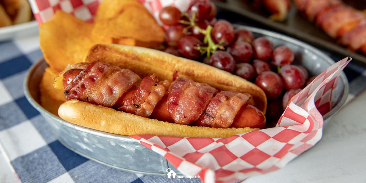 ساندویچ هات داگ بیکن