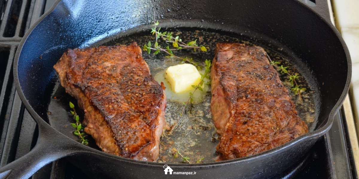 تهیه استیک گوشت در ماهیتابه