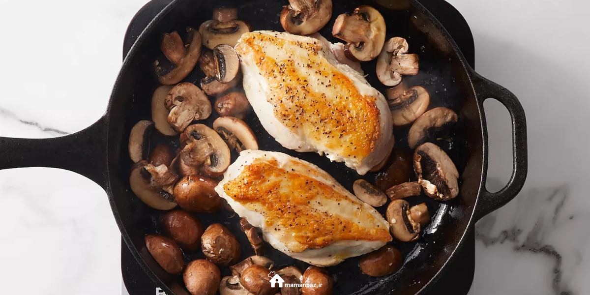 خوراك سينه مرغ و قارچ