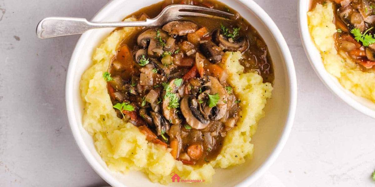 خوراک سبزیجات با قارچ