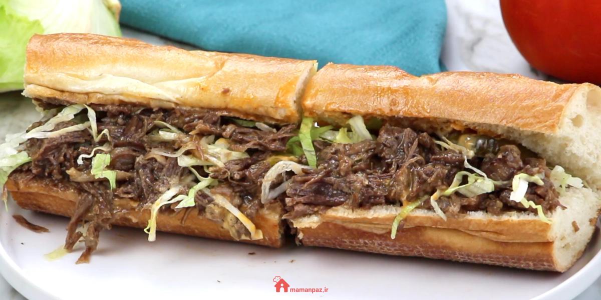 ساندویچ رست بیف با سس قارچ