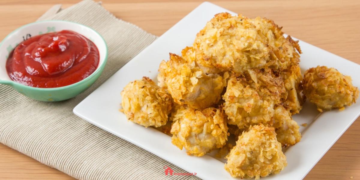 طرز تهیه ناگت مرغ با سیب زمینی