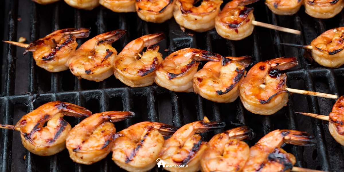 میگو کبابی روی منقل