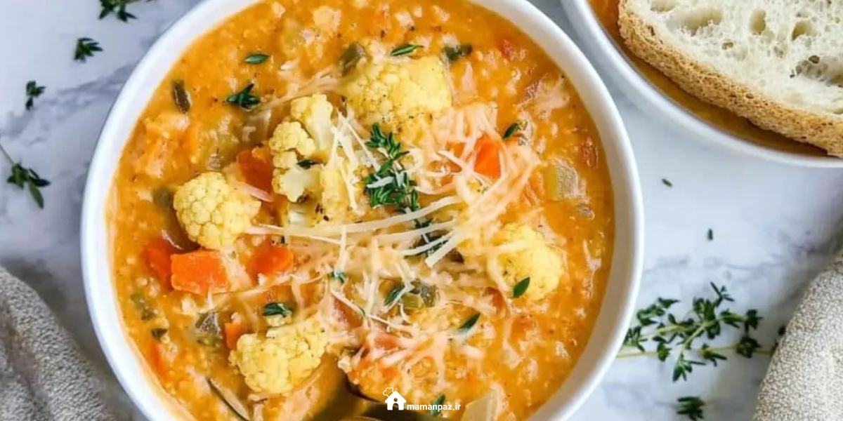 سوپ گل کلم و جو