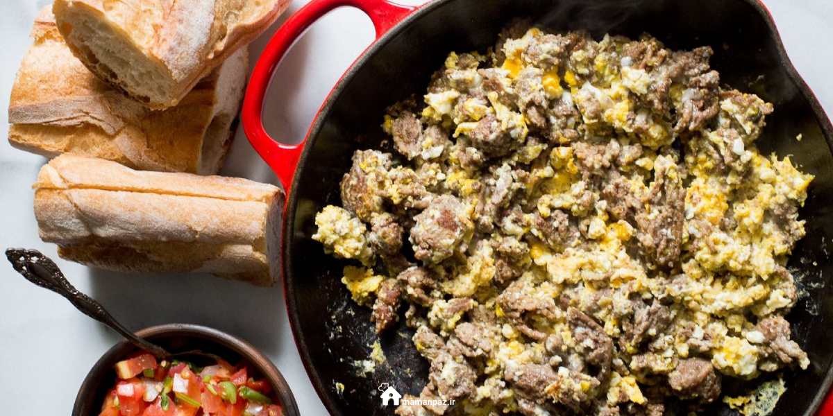 املت گوشت و تخم مرغ