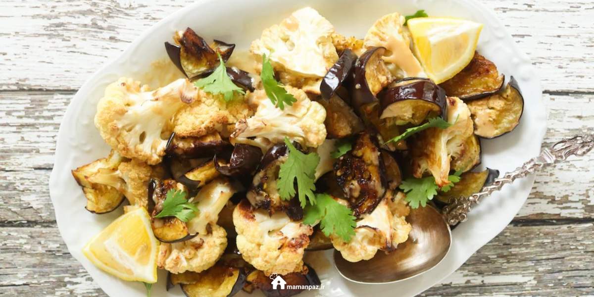 خوراک بادمجان و گل کلم