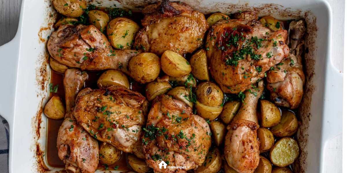 خوراک مرغ و سیب زمینی