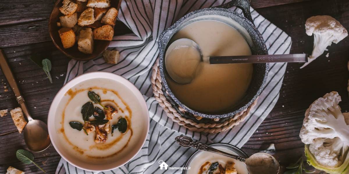 سوپ گل کلم و تره فرنگی