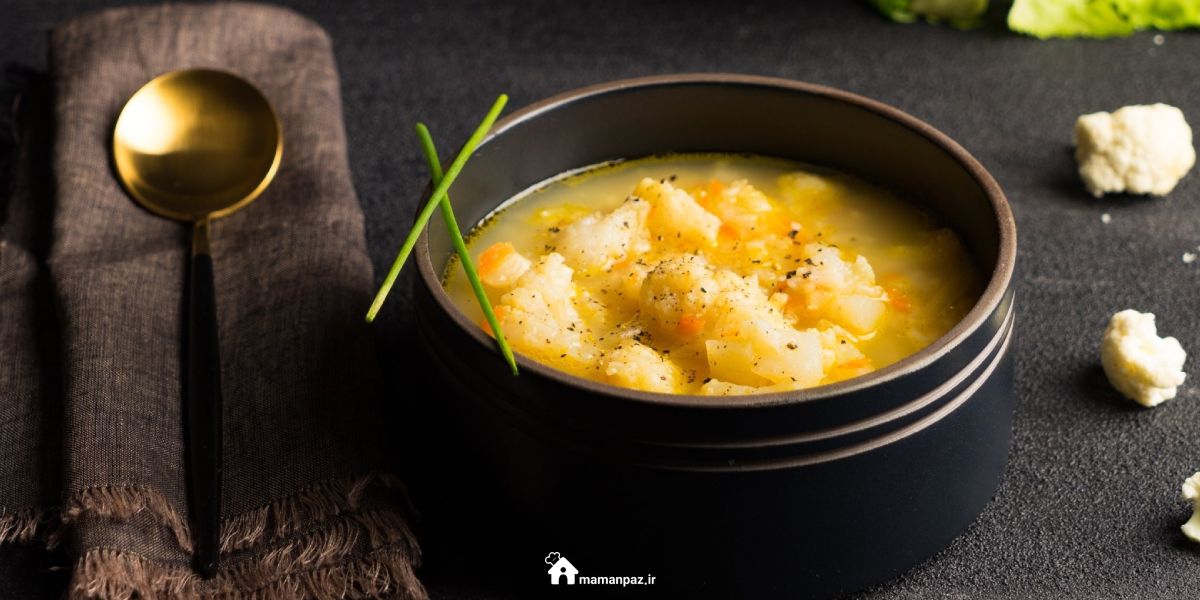 طرز تهیه سوپ گل کلم و قارچ