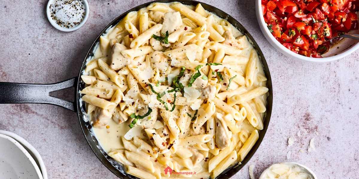 پاستا آلفردو با مرغ