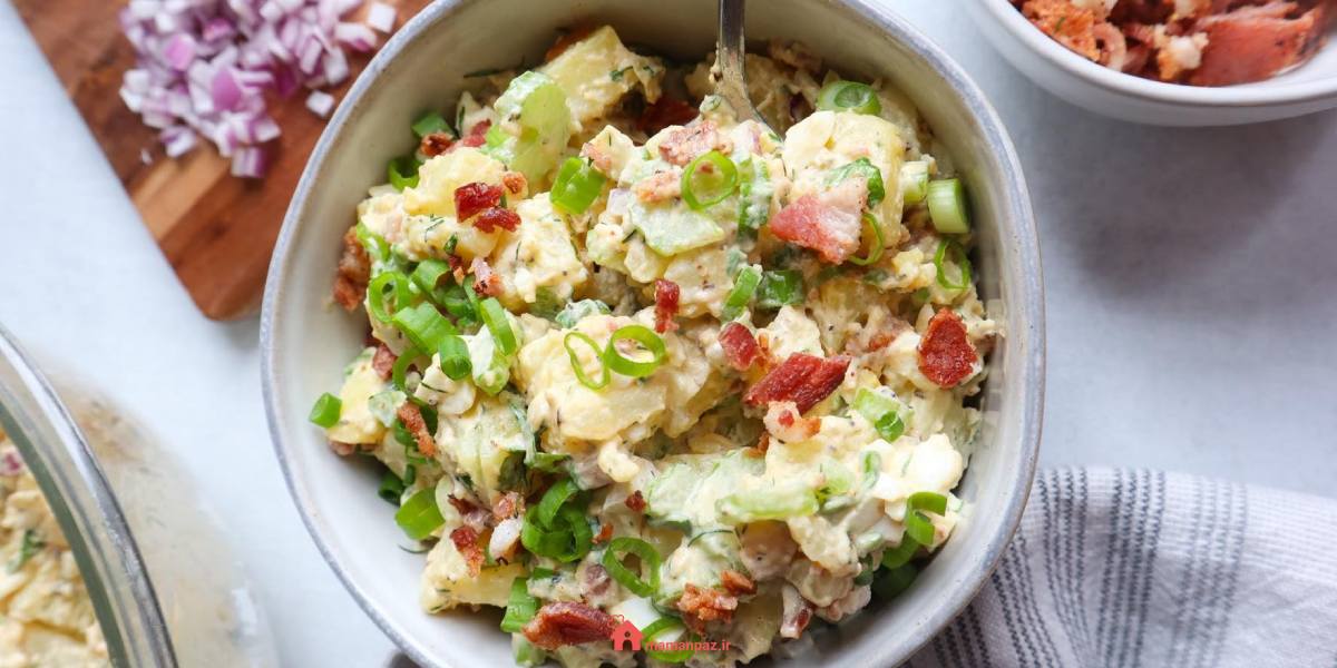 سالاد سیب زمینی و پیازچه