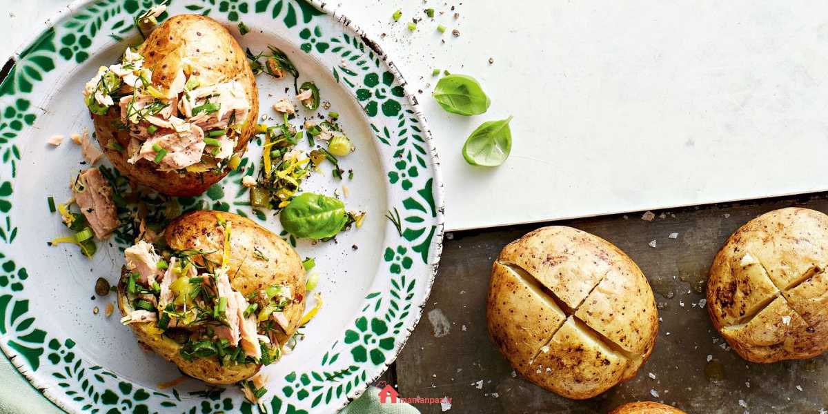 سیب‌زمینی شکم‌پر با تن ماهی