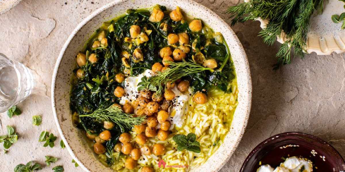 آش اسفناج با نخود