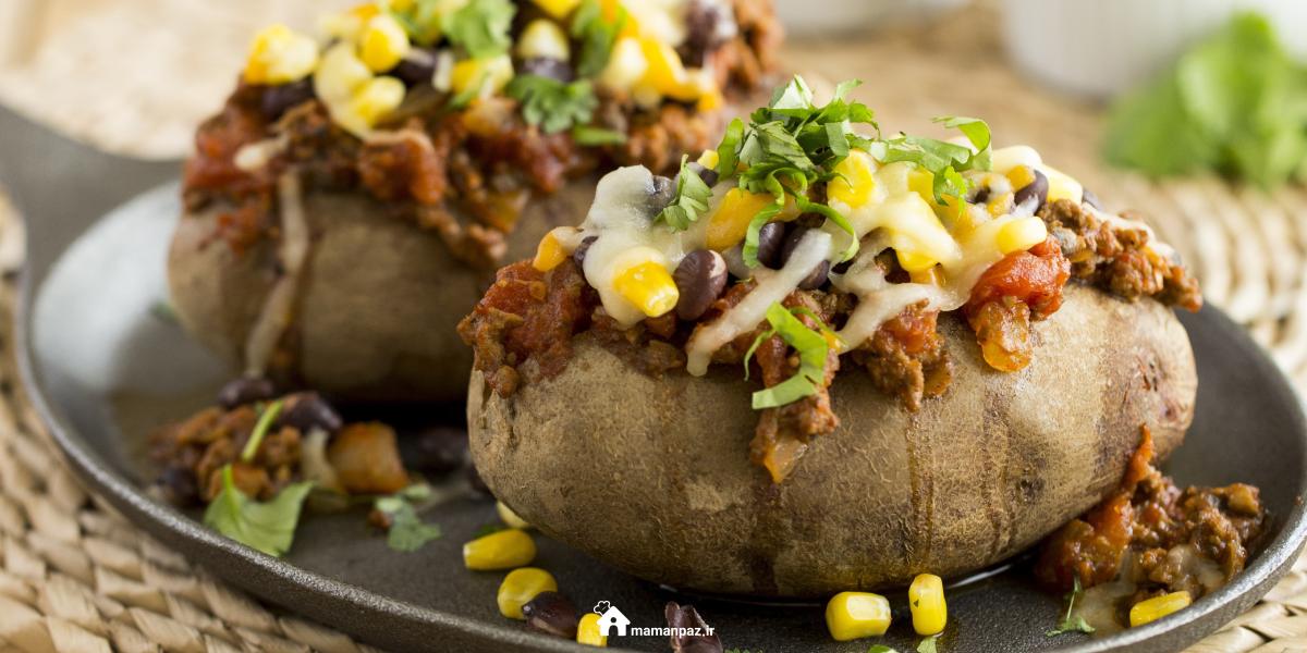 دلمه سیب زمینی شکم پر با گوشت چرخ کرده