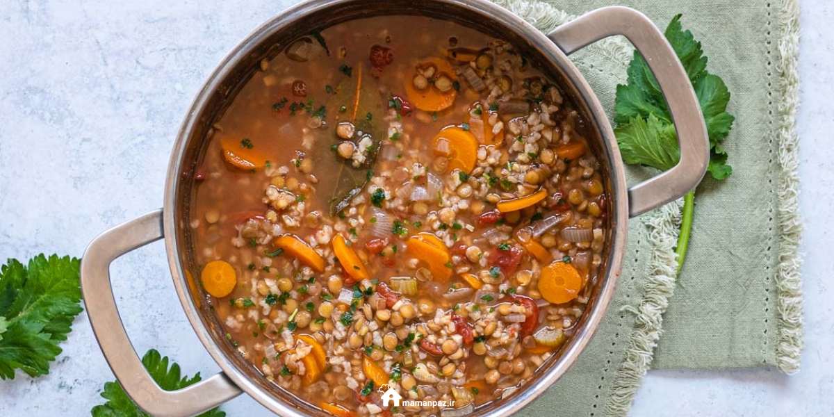 سوپ برنج و عدس