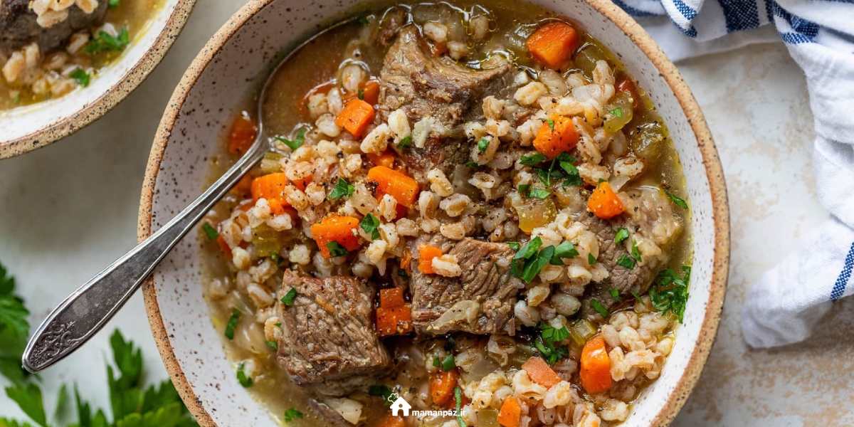 سوپ جو با گوشت