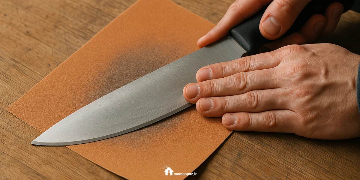 تیز کردن چاقو با کاغذ سنباده