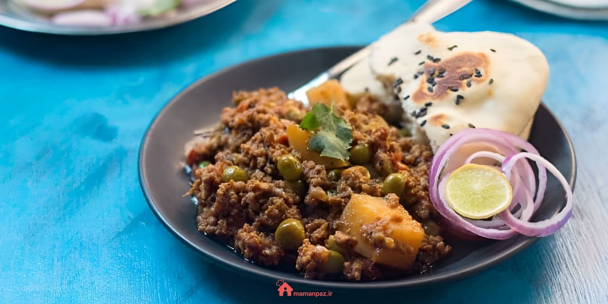 خوراک نخود فرنگی با گوشت چرخ کرده