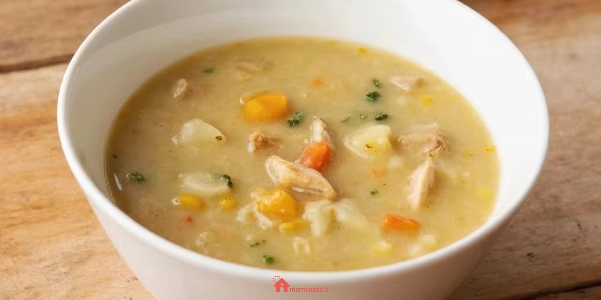 سوپ سیب زمینی و مرغ