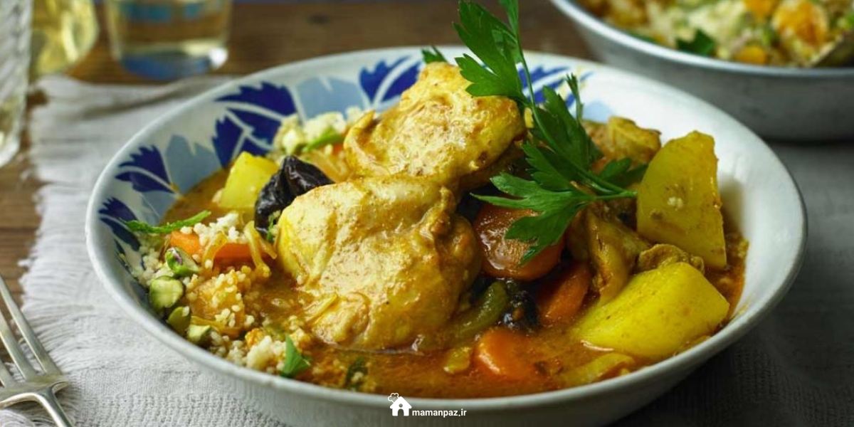 خوراک مرغ و سیب زمینی