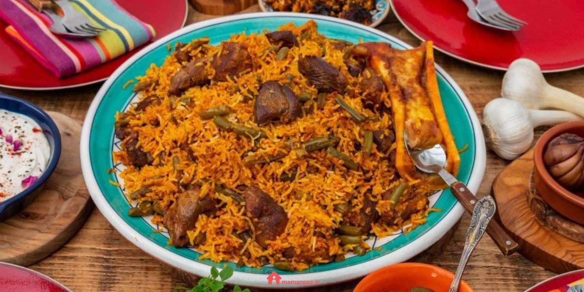 لوبیا پلو با گوشت تکه‌ای