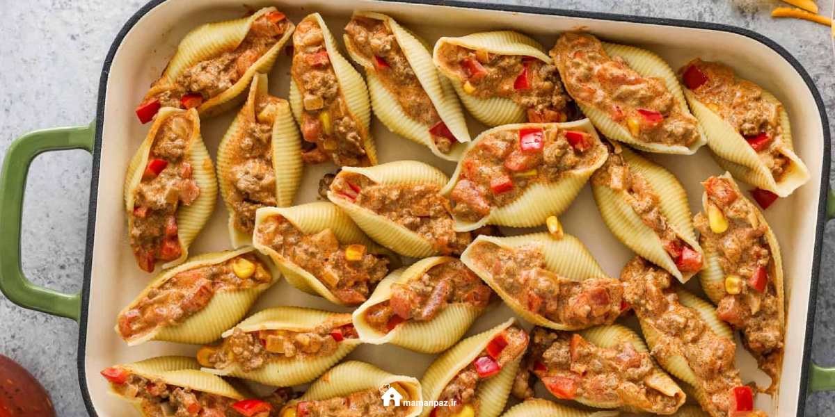 جامبو شلز با گوشت چرخ کرده